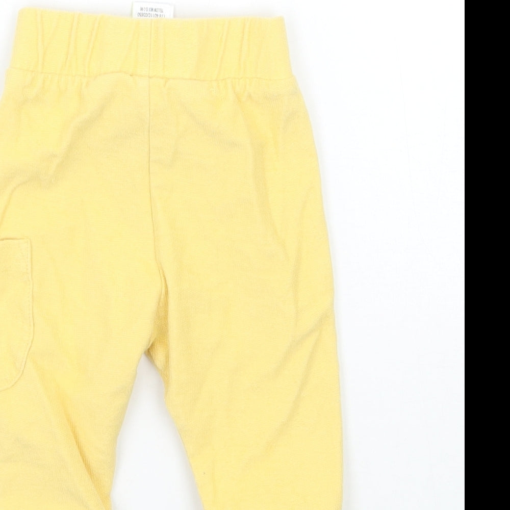 Marks and Spencer Girls Yellow   Sweatpants Trousers Size 3-6 Months