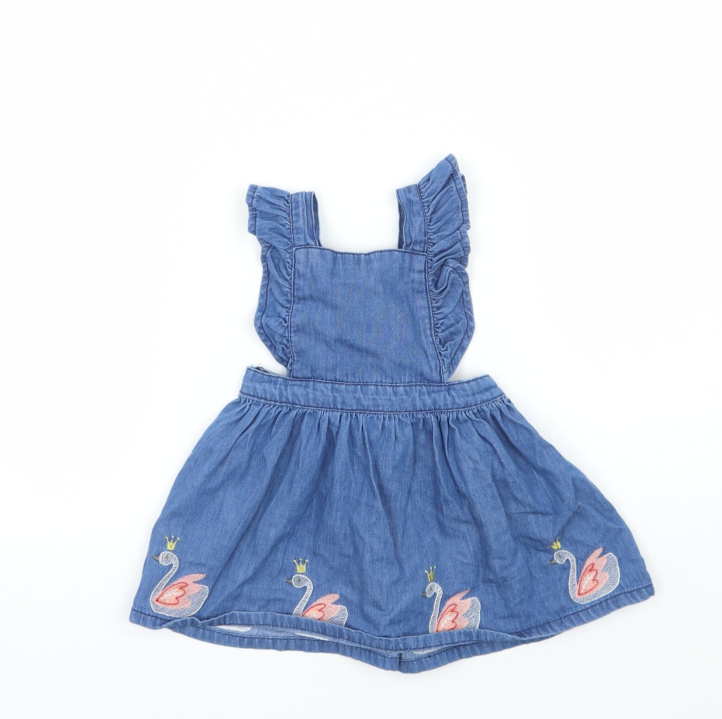 Matalan Girls Blue   Pinafore/Dungaree Dress  Size 6-9 Months