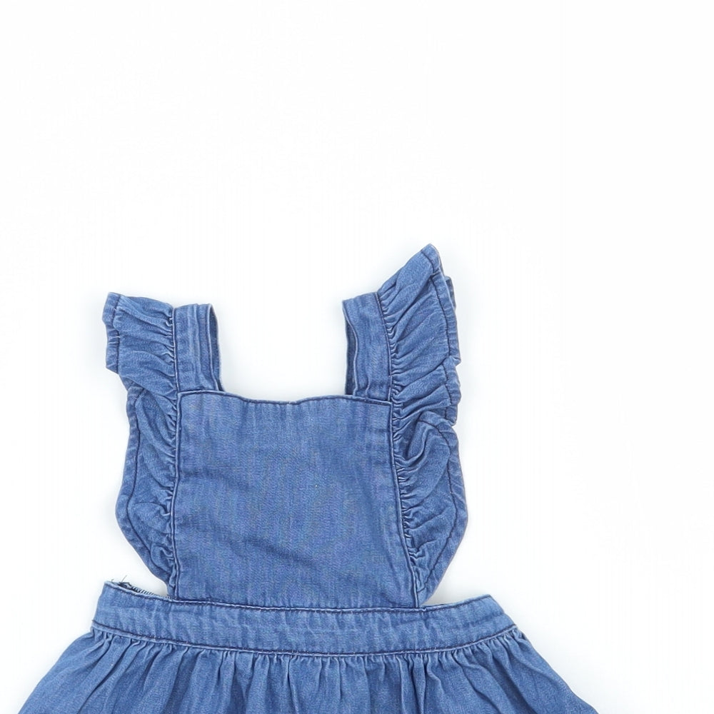 Matalan Girls Blue   Pinafore/Dungaree Dress  Size 6-9 Months