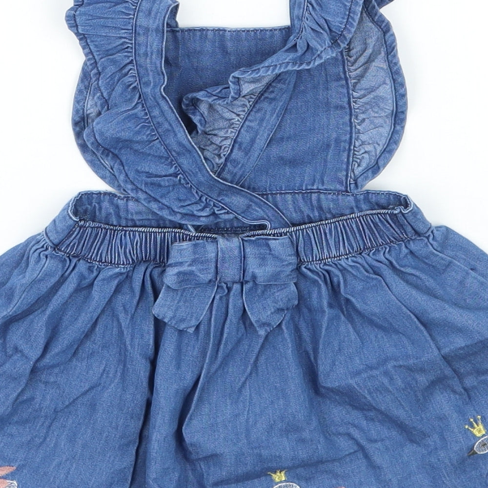 Matalan Girls Blue   Pinafore/Dungaree Dress  Size 6-9 Months
