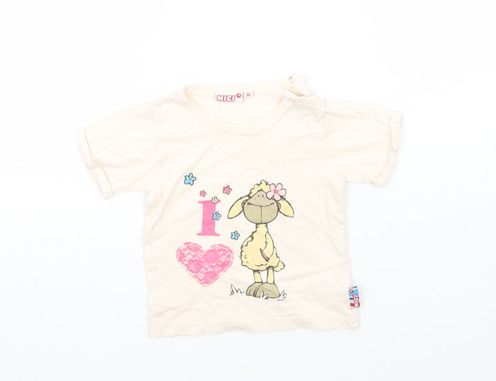 NICI Girls Beige Basic T-Shirt Size 9-12 Months