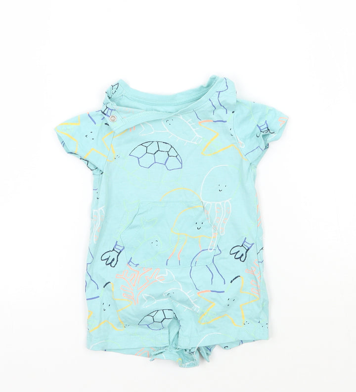 Marks and Spencer Baby Blue Geometric  Babygrow One-Piece Size 0-3 Months