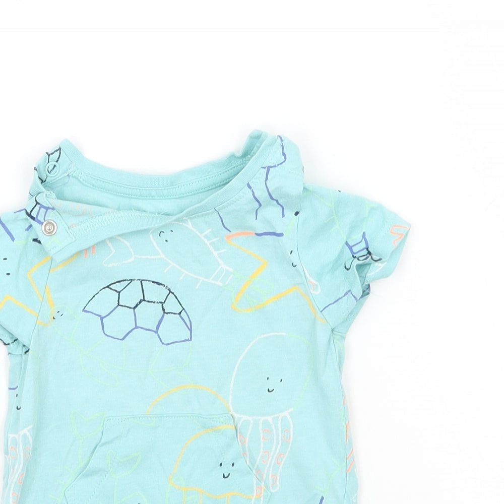 Marks and Spencer Baby Blue Geometric  Babygrow One-Piece Size 0-3 Months