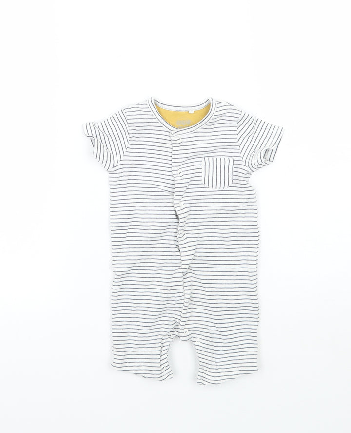 Mammass Baby White Striped Babygrow One-Piece Size 6-9 Months