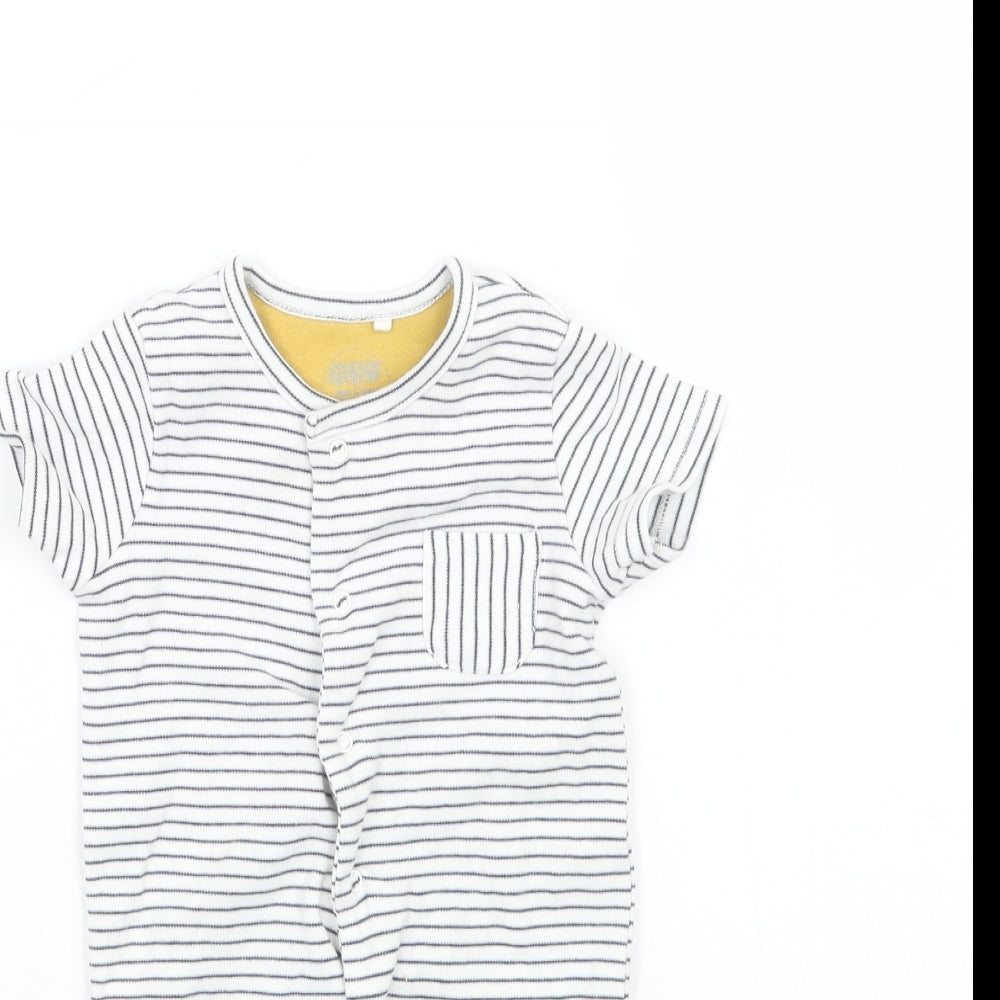 Mammass Baby White Striped  Babygrow One-Piece Size 6-9 Months