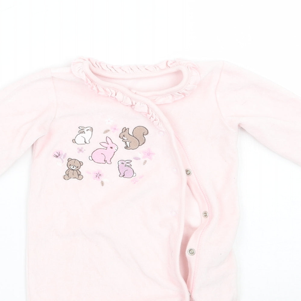 Little Nutmeg Girls Pink Floral  Babygrow One-Piece Size 3-6 Months