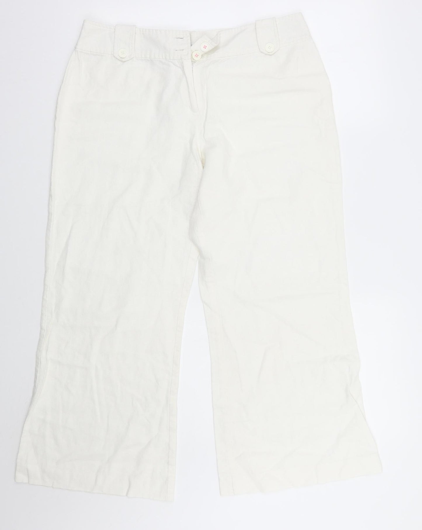 Matalan Womens White   Cropped Trousers Size 14 L26 in