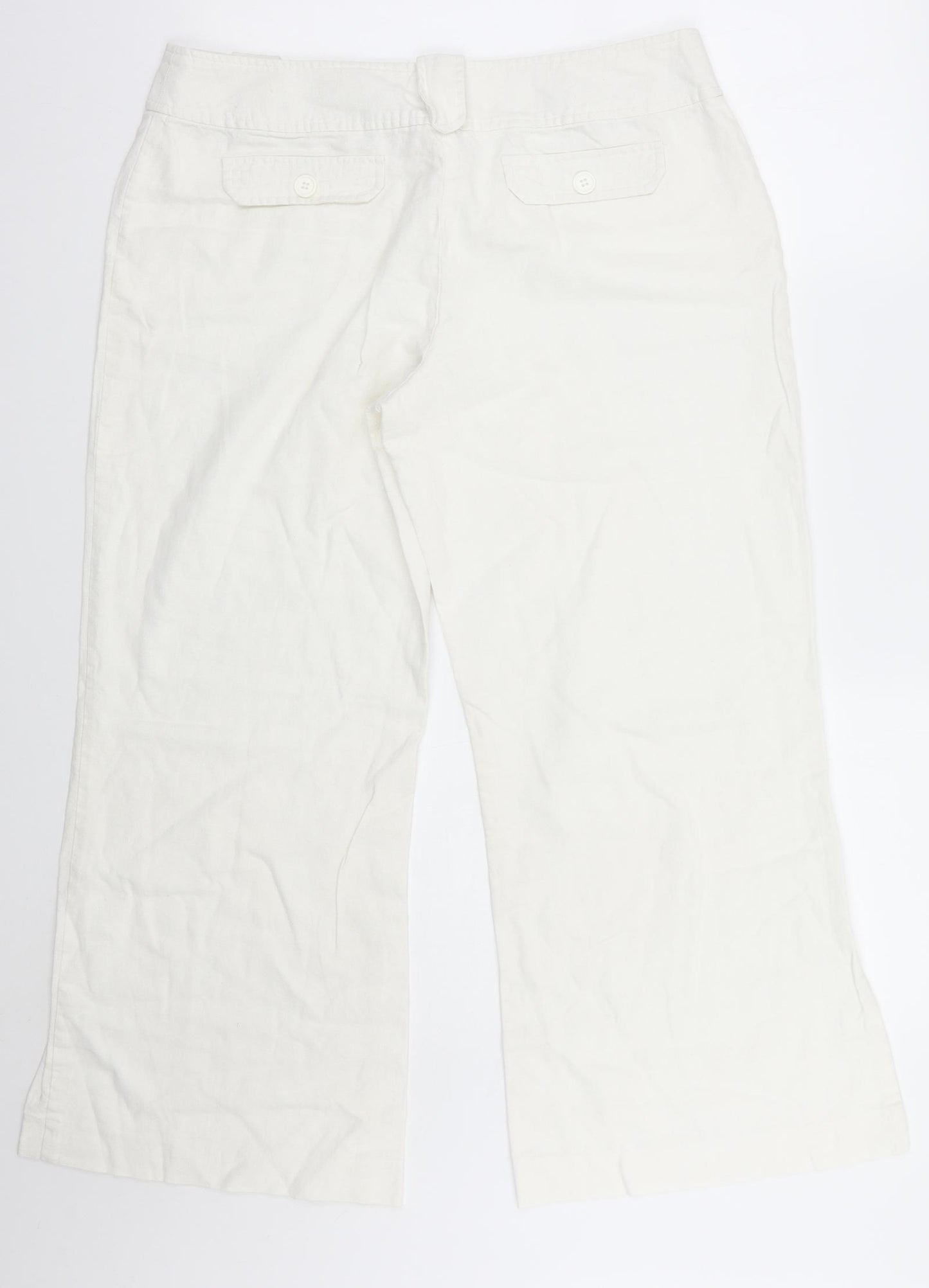 Matalan Womens White   Cropped Trousers Size 14 L26 in