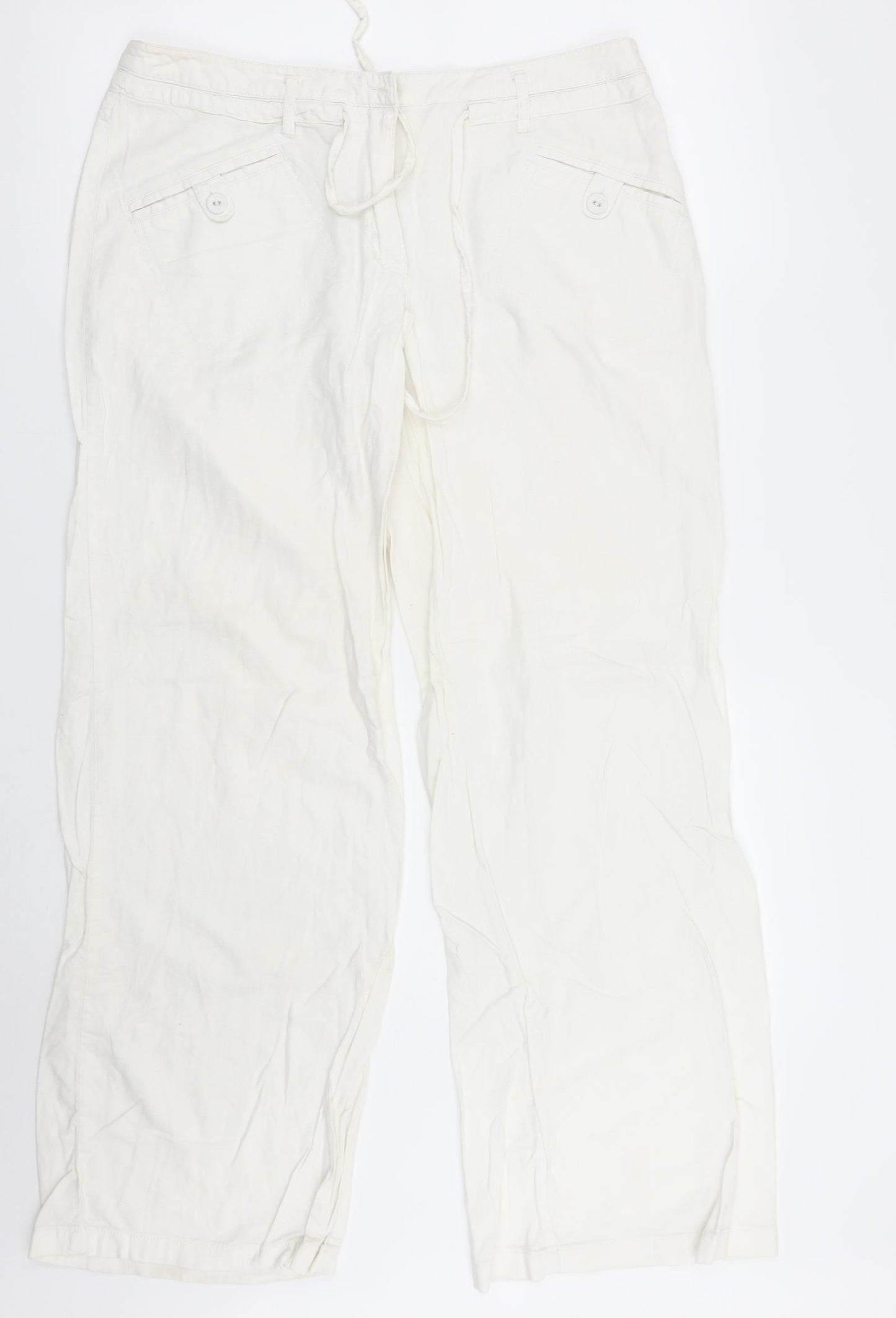 NEXT Womens White   Trousers  Size 14 L30 in