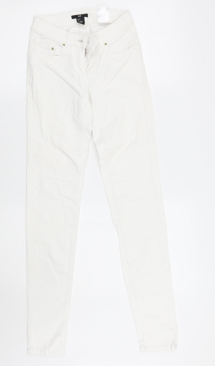 H&M Womens White Skinny Jeans Size 2XS L30 in