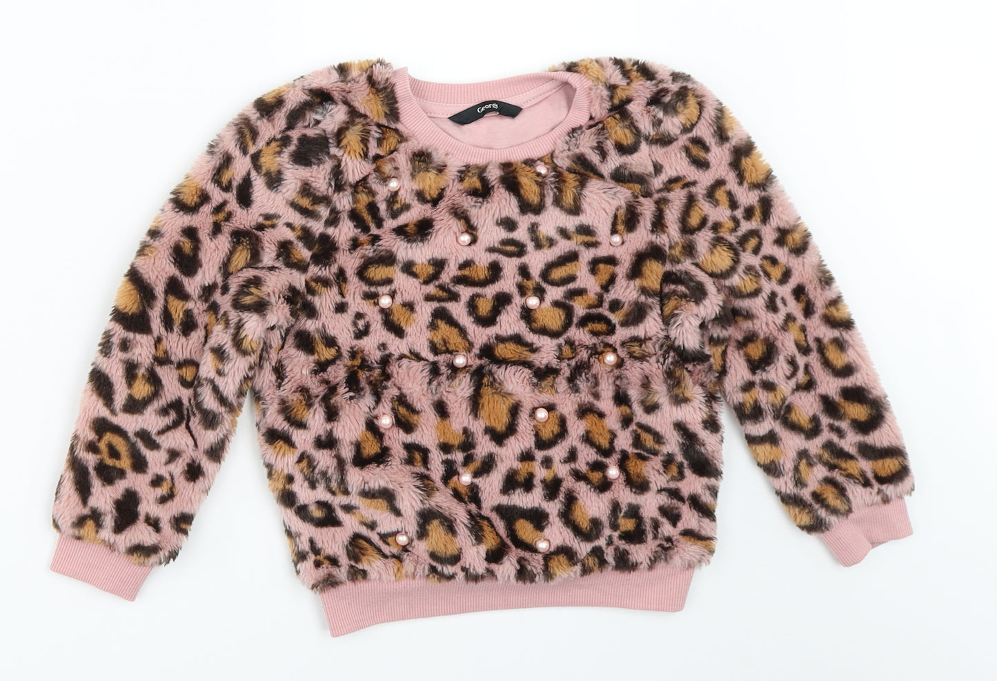 George Girls Pink Animal Print  Pullover Sweatshirt Size 4-5 Years