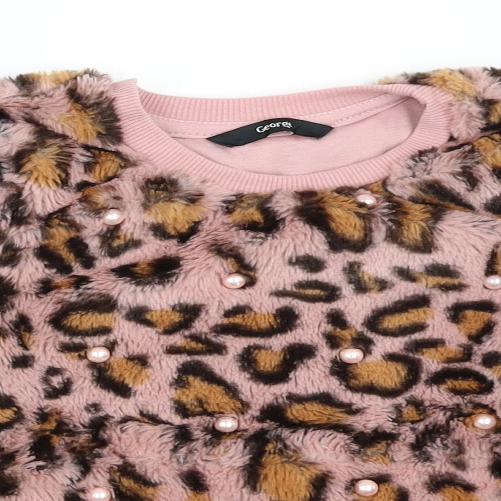 George Girls Pink Animal Print  Pullover Sweatshirt Size 4-5 Years