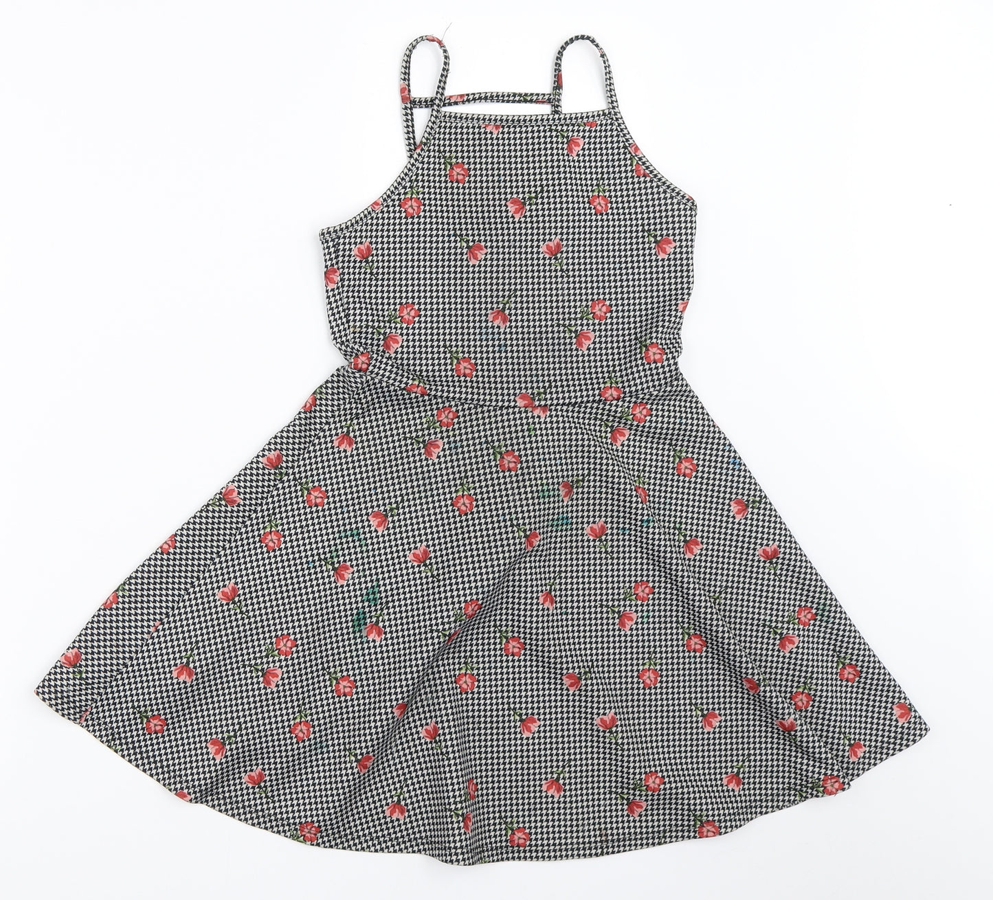 Primark Girls Black Houndstooth  Fit & Flare  Size 8-9 Years
