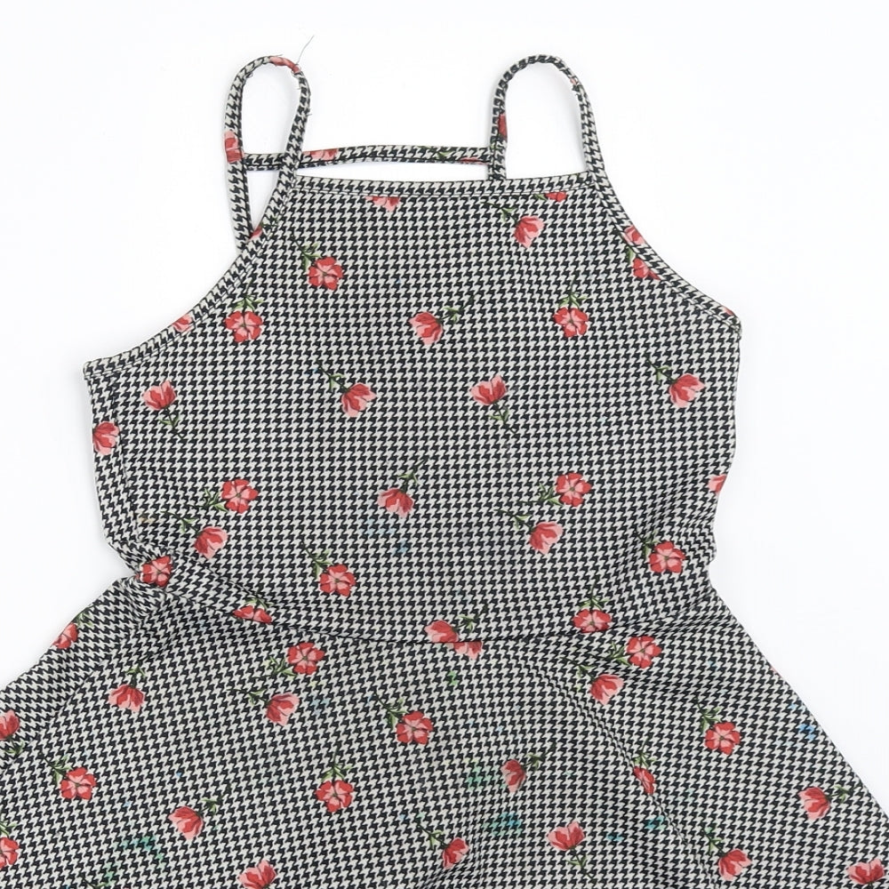 Primark Girls Black Houndstooth  Fit & Flare  Size 8-9 Years