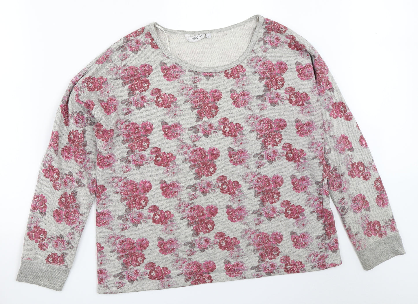 New Look Womens Grey Floral  Pullover Jumper Size 16