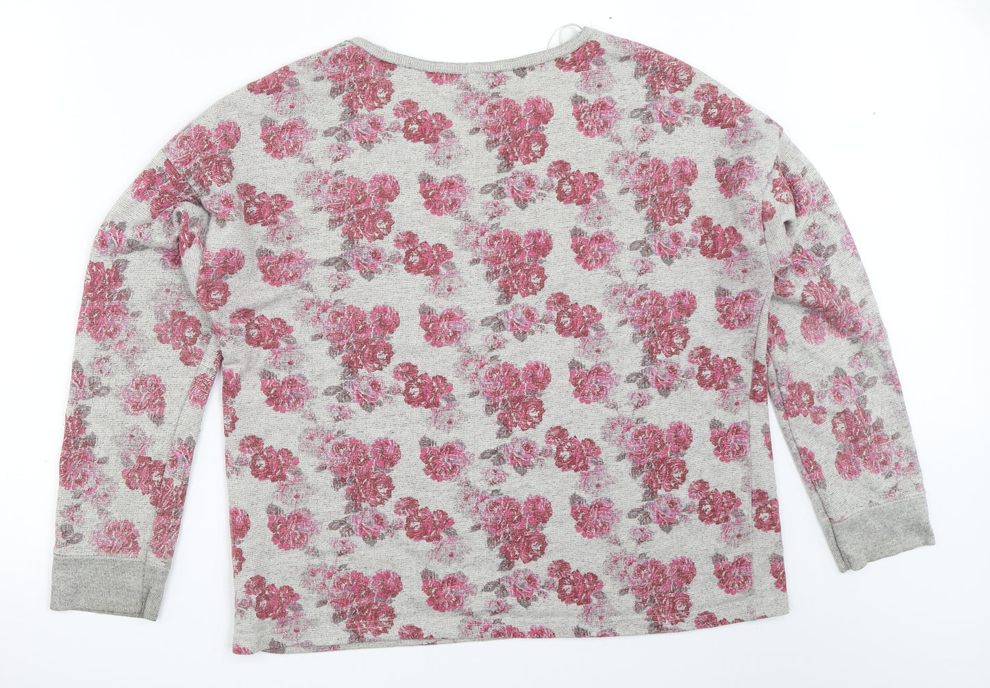 New Look Womens Grey Floral  Pullover Jumper Size 16