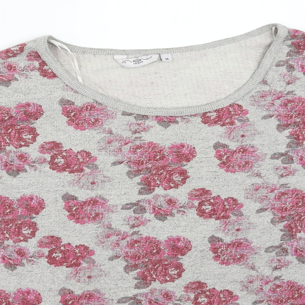 New Look Womens Grey Floral  Pullover Jumper Size 16