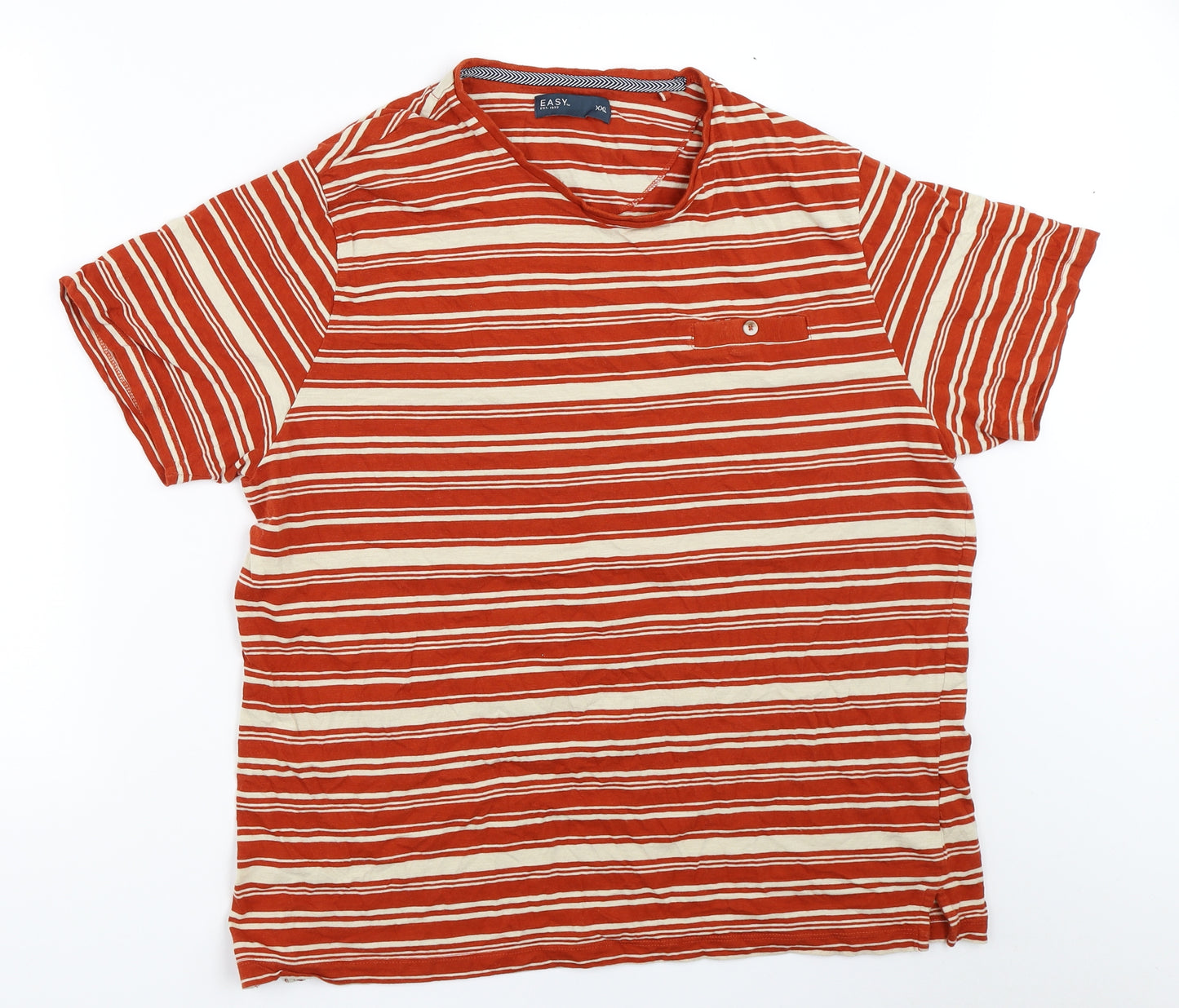 Easy Mens Orange Striped   T-Shirt Size 2XL