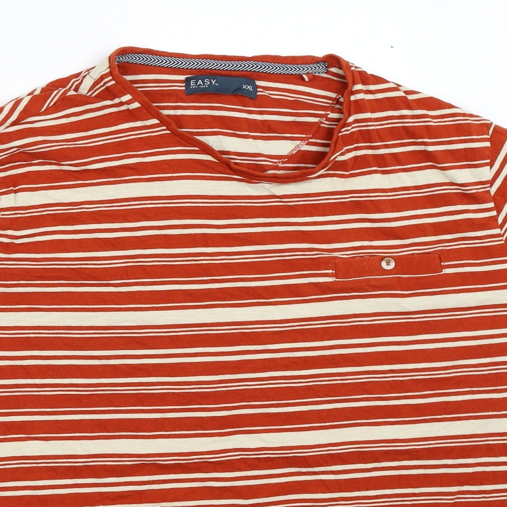 Easy Mens Orange Striped   T-Shirt Size 2XL