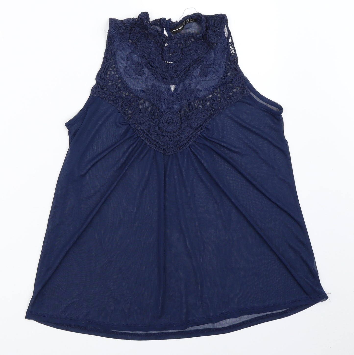 Atmosphere Womens Blue  Mesh Basic Blouse Size 6