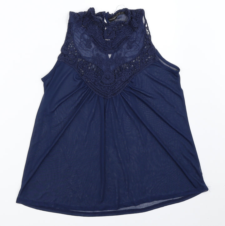 Atmosphere Womens Blue  Mesh Basic Blouse Size 6