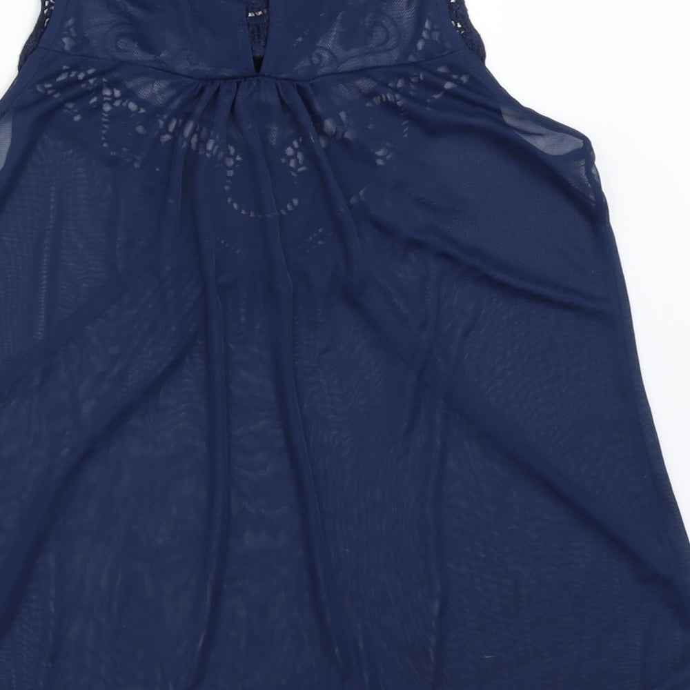 Atmosphere Womens Blue  Mesh Basic Blouse Size 6