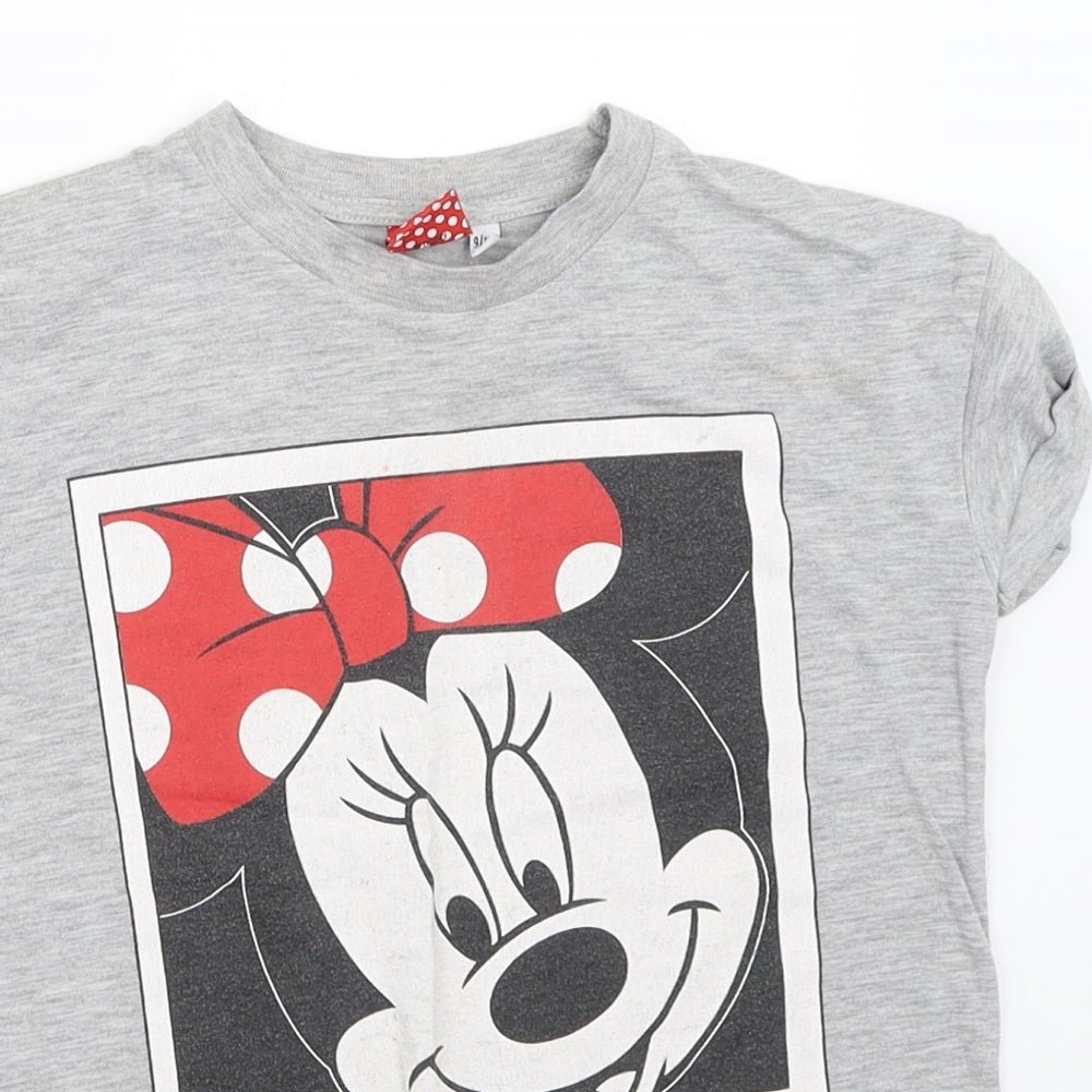 Disney Girls Grey   Basic T-Shirt Size 9-10 Years  - minnie mouse