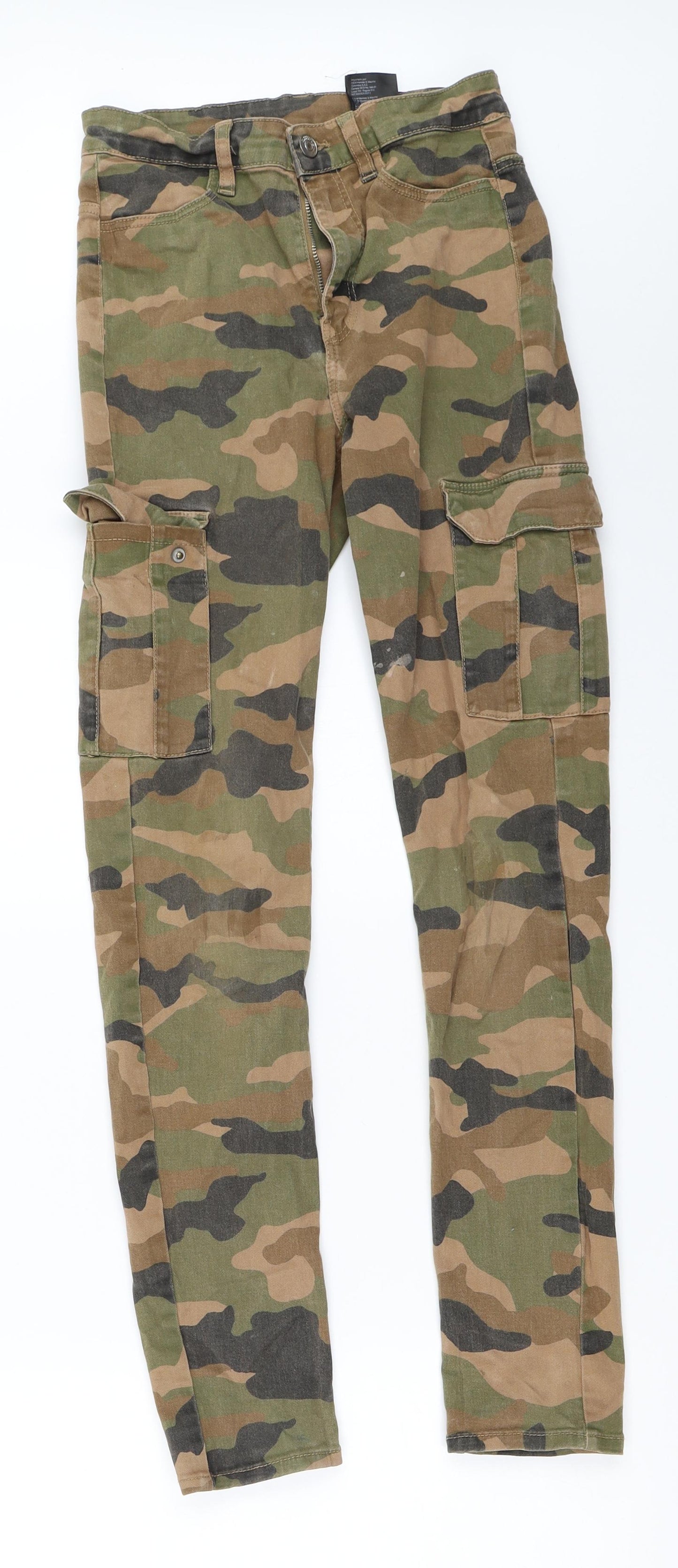 H&M Womens Green Camouflage  Cargo Trousers Size 36 L29 in