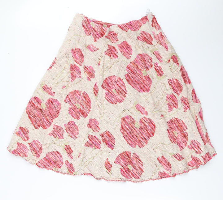 White Edition Womens Pink Floral Flare Skirt Size 12