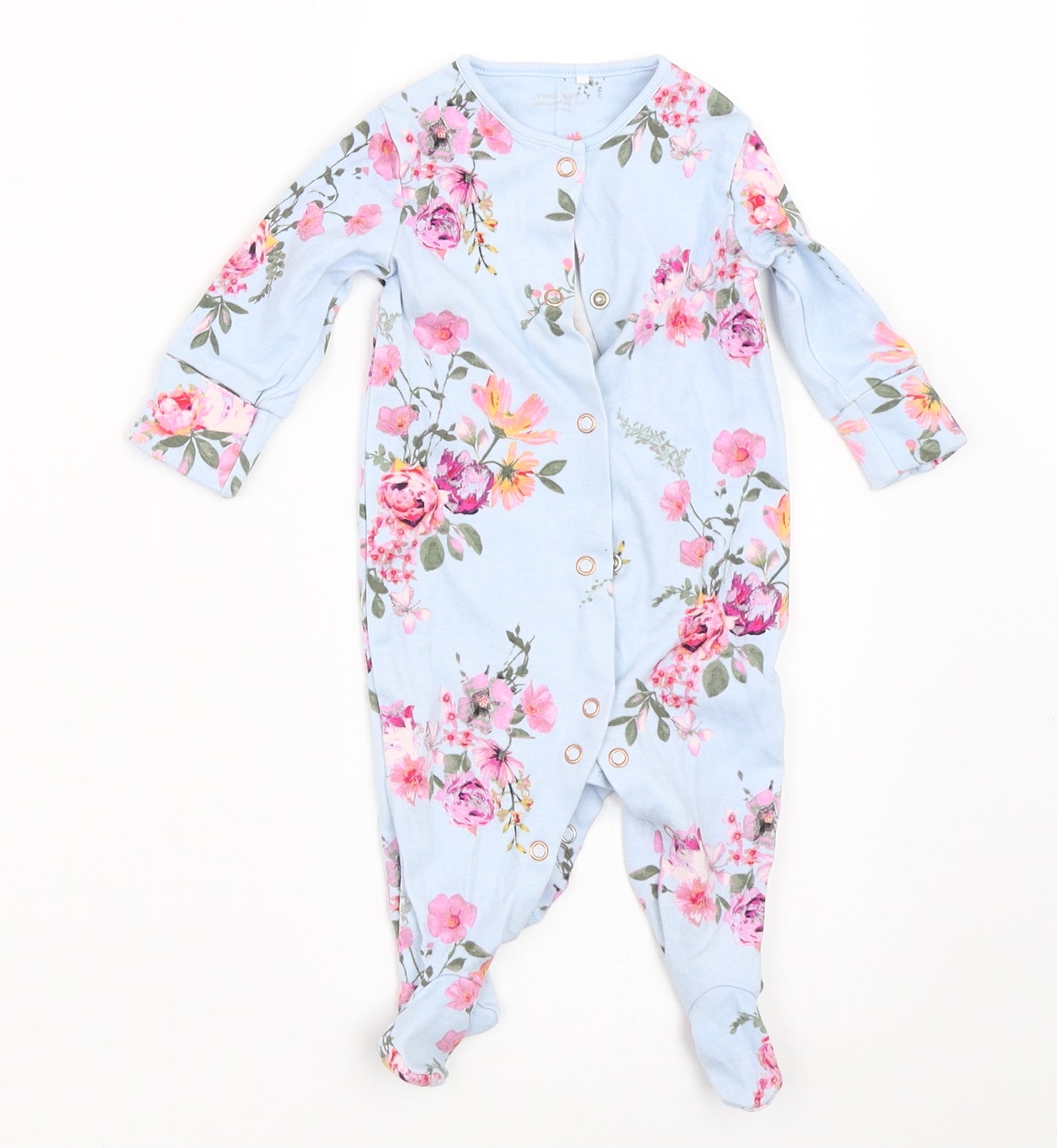 NEXT Girls Blue Floral  Babygrow One-Piece Size 0-3 Months