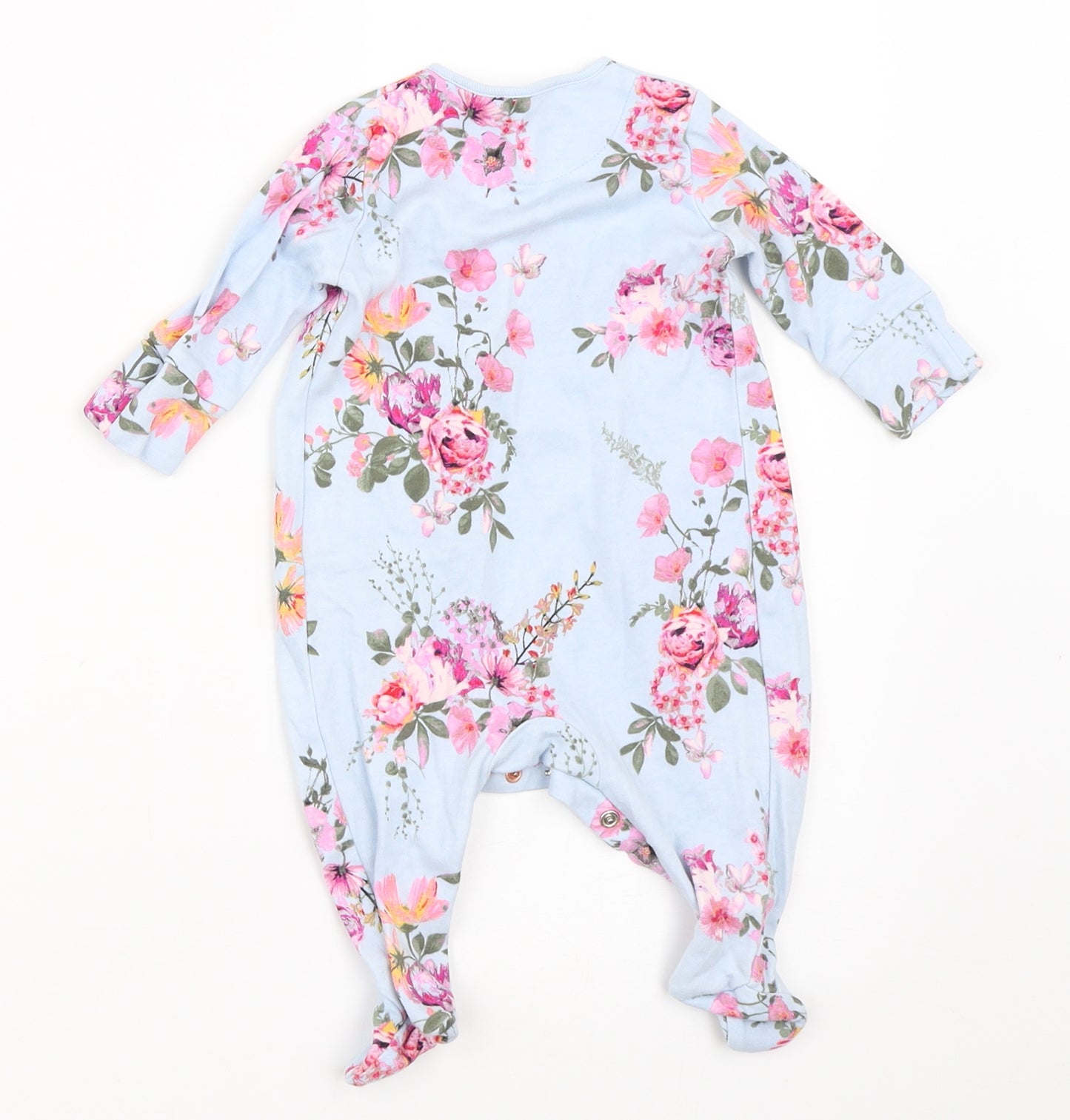 NEXT Girls Blue Floral  Babygrow One-Piece Size 0-3 Months