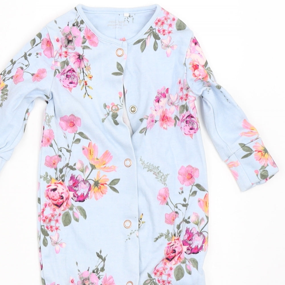 NEXT Girls Blue Floral  Babygrow One-Piece Size 0-3 Months