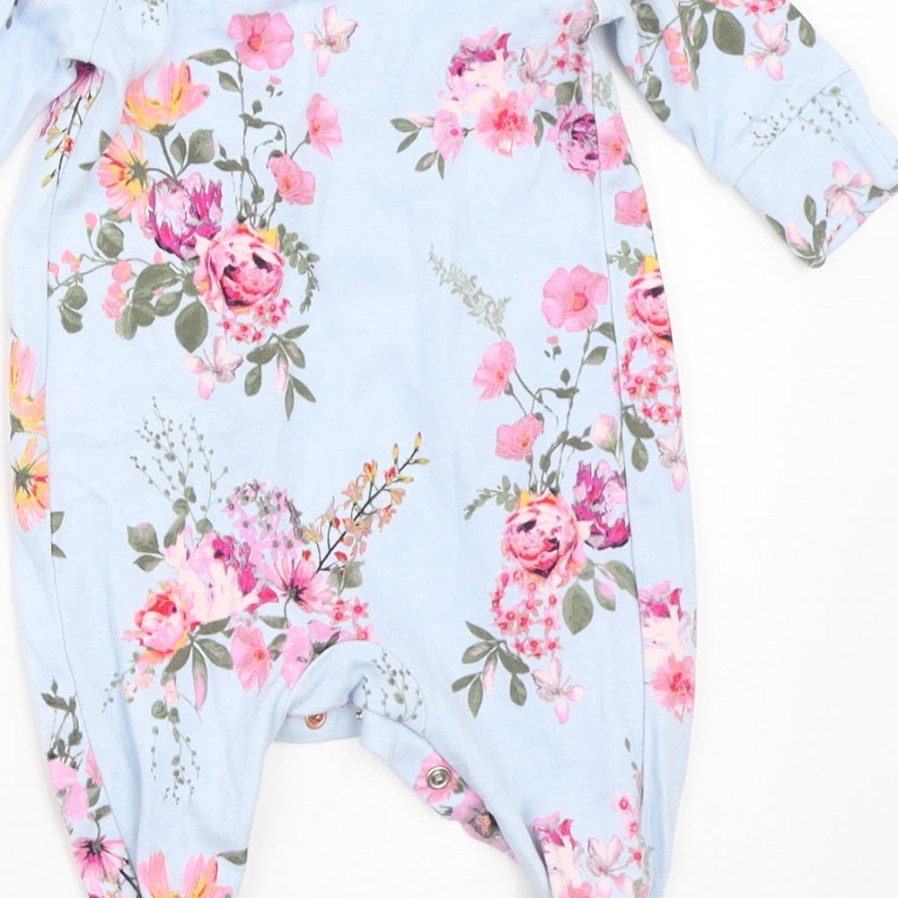 NEXT Girls Blue Floral  Babygrow One-Piece Size 0-3 Months