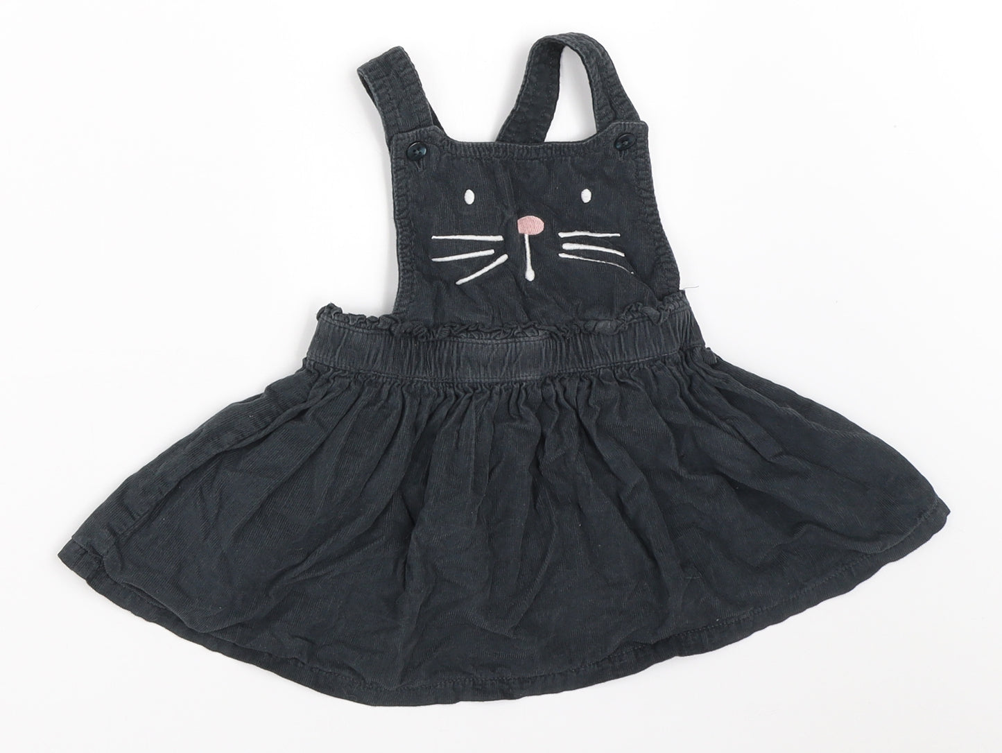 F&F Girls Grey  Corduroy Pinafore/Dungaree Dress  Size 12-18 Months