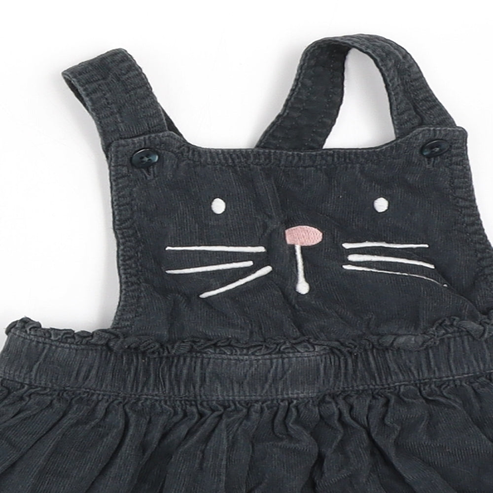 F&F Girls Grey  Corduroy Pinafore/Dungaree Dress  Size 12-18 Months