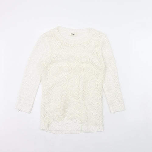 Dixie Womens White   Pullover Jumper Size S