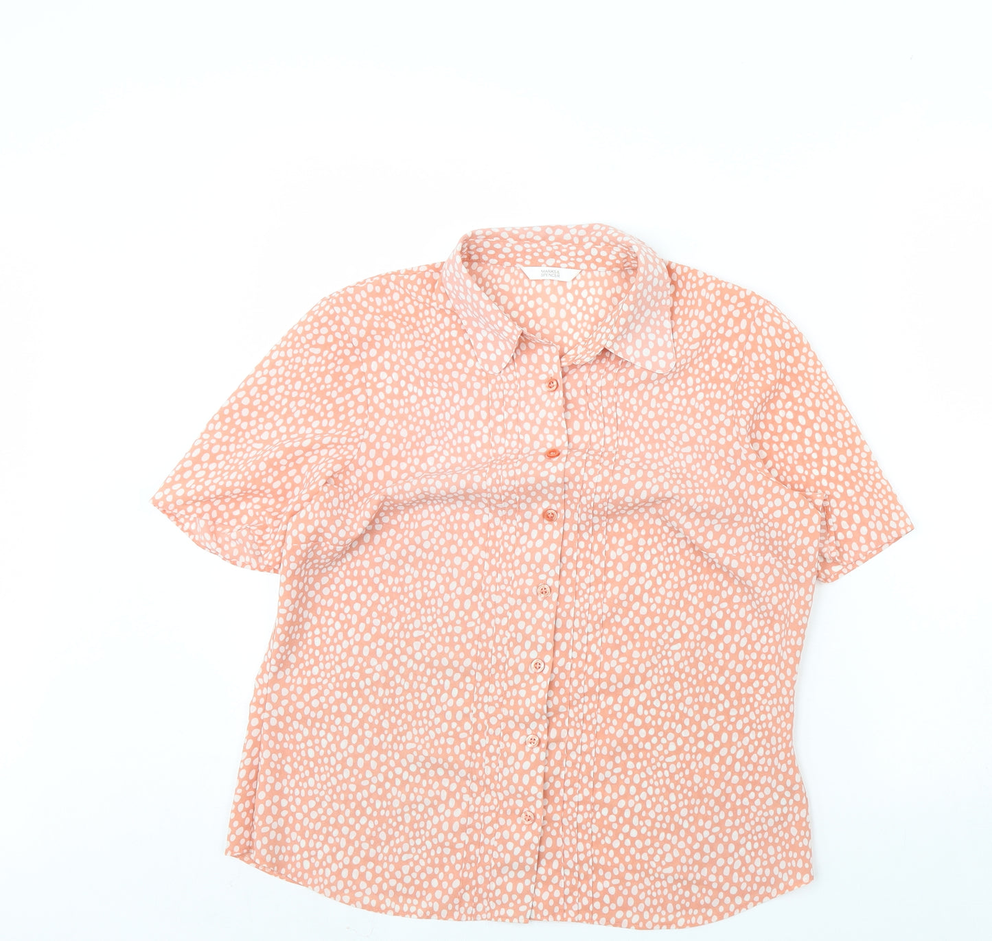 m&s Womens Pink Polka Dot  Basic Button-Up Size 14