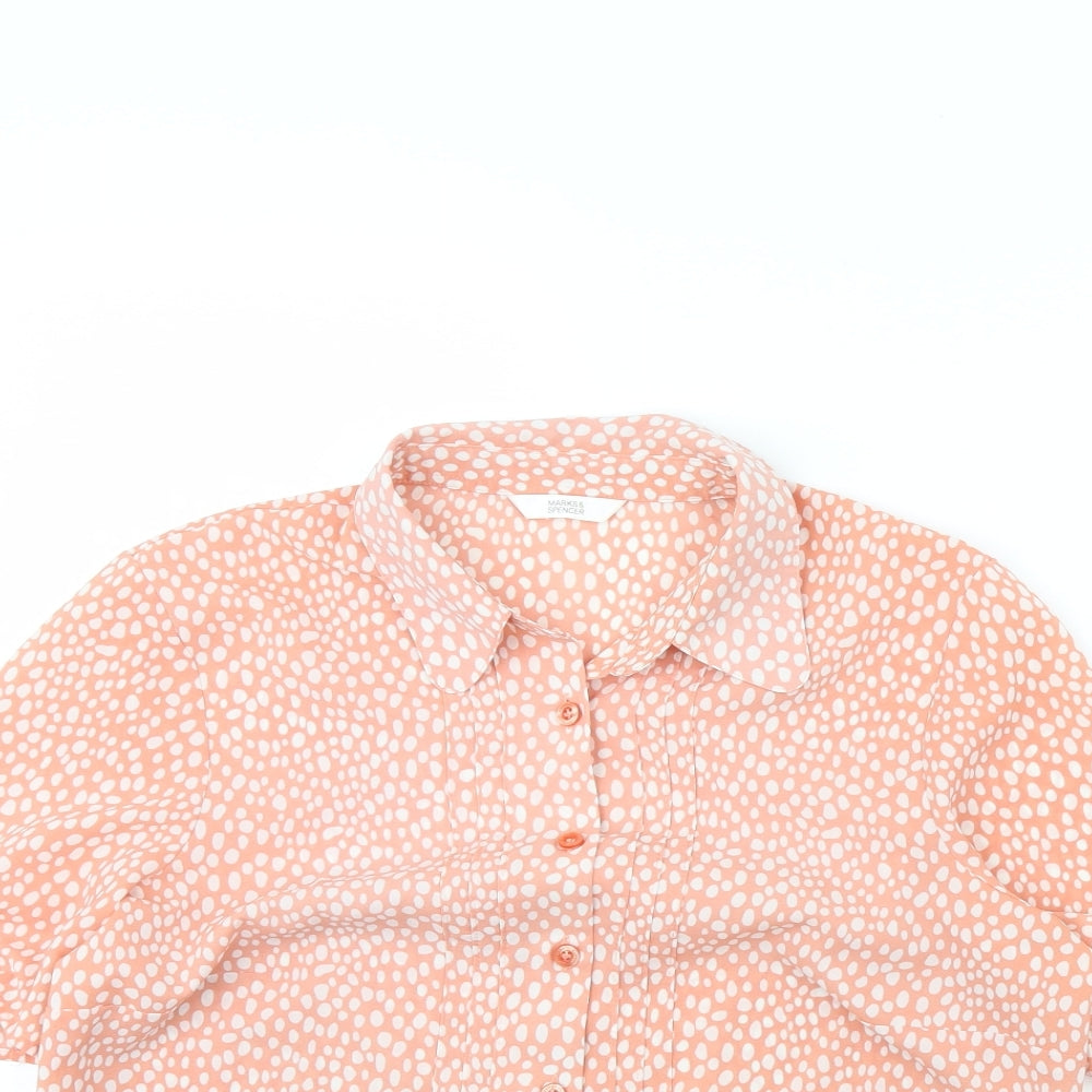m&s Womens Pink Polka Dot  Basic Button-Up Size 14
