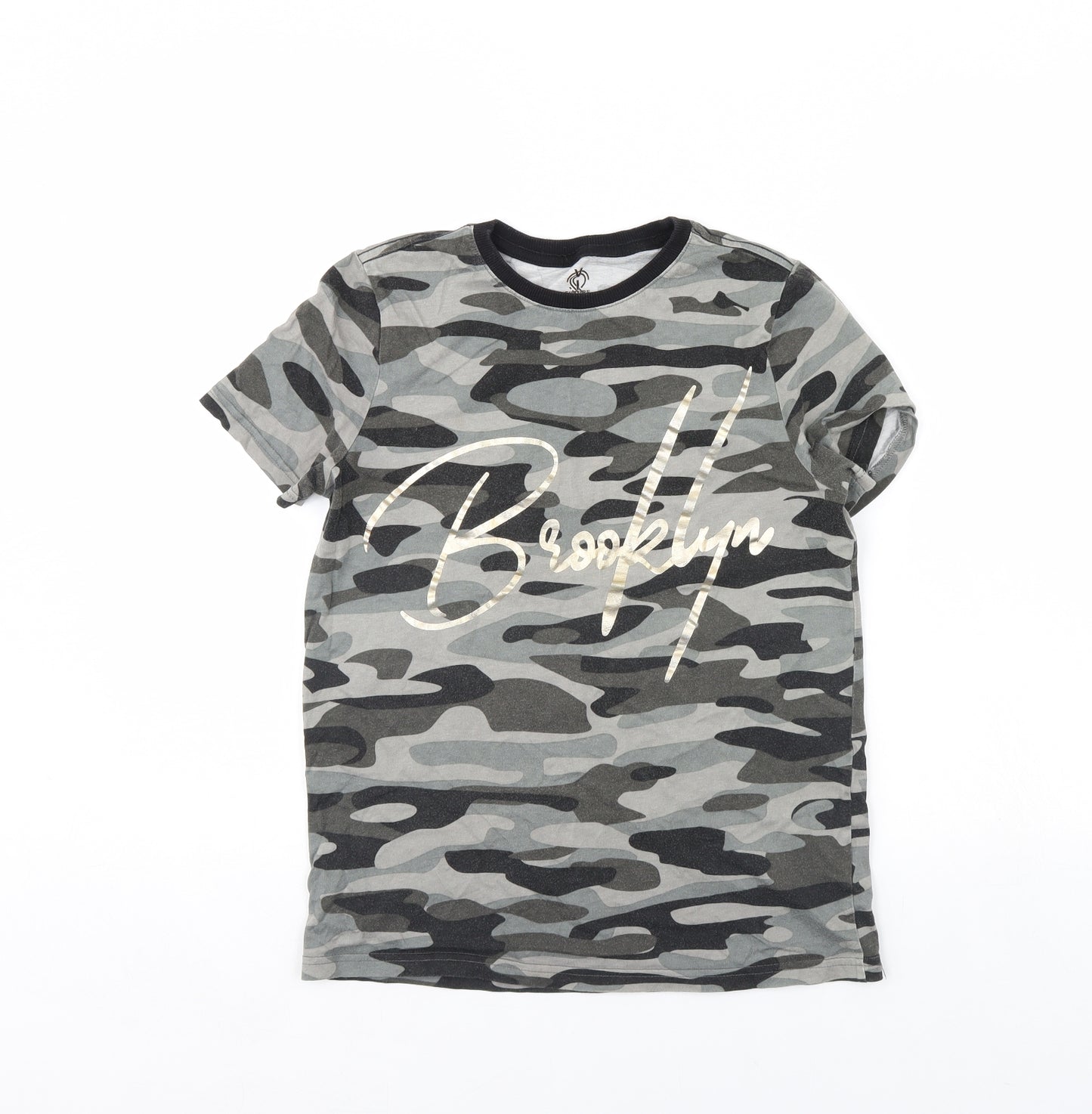 F&F Boys Grey Camouflage  Basic T-Shirt Size 11 Years  - Brooklyn