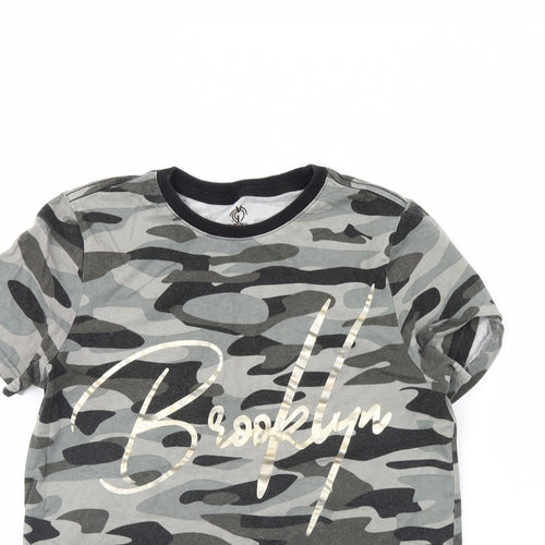 F&F Boys Grey Camouflage  Basic T-Shirt Size 11 Years  - Brooklyn