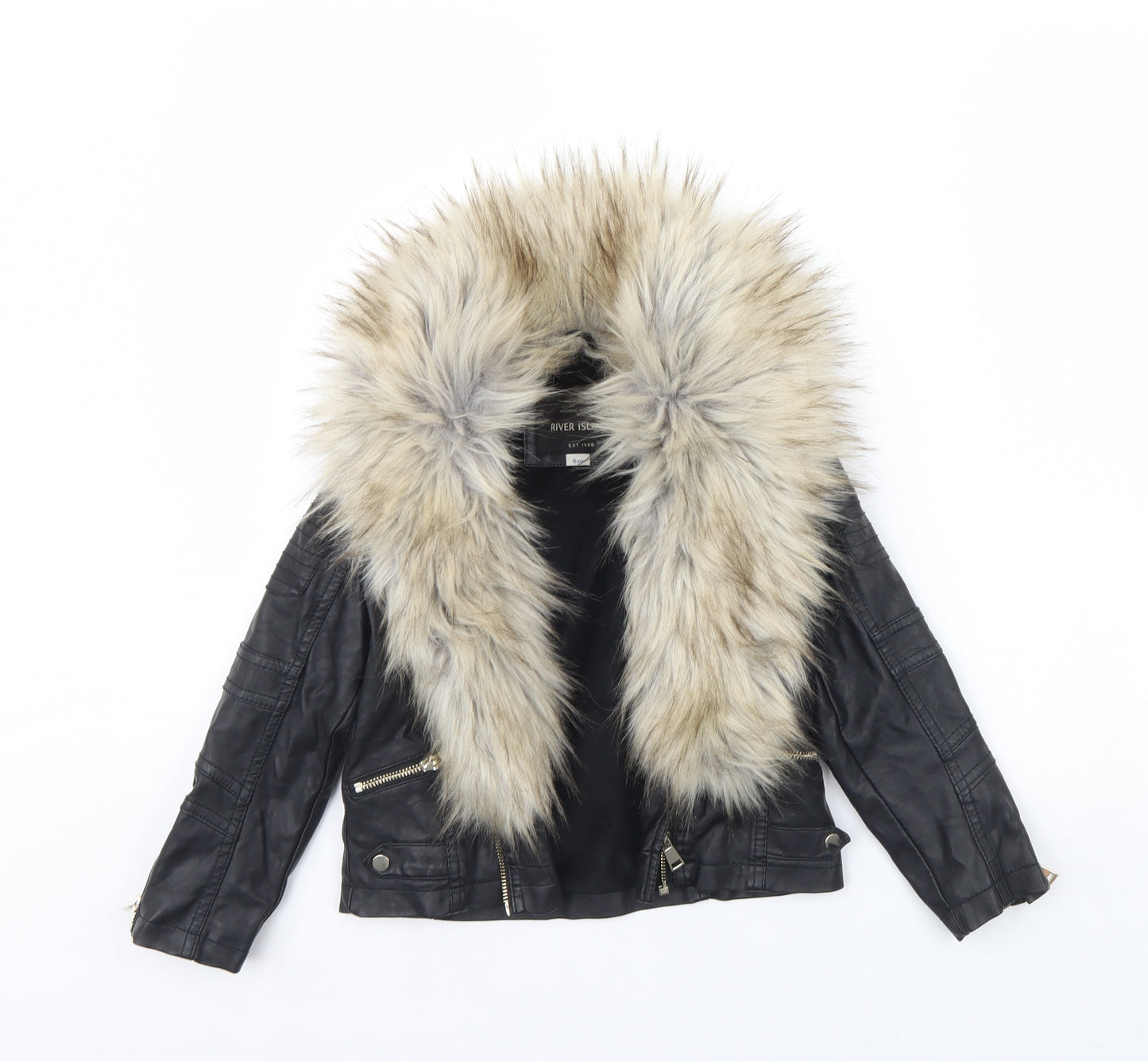 River Island Girls Black   Jacket  Size 6 Years
