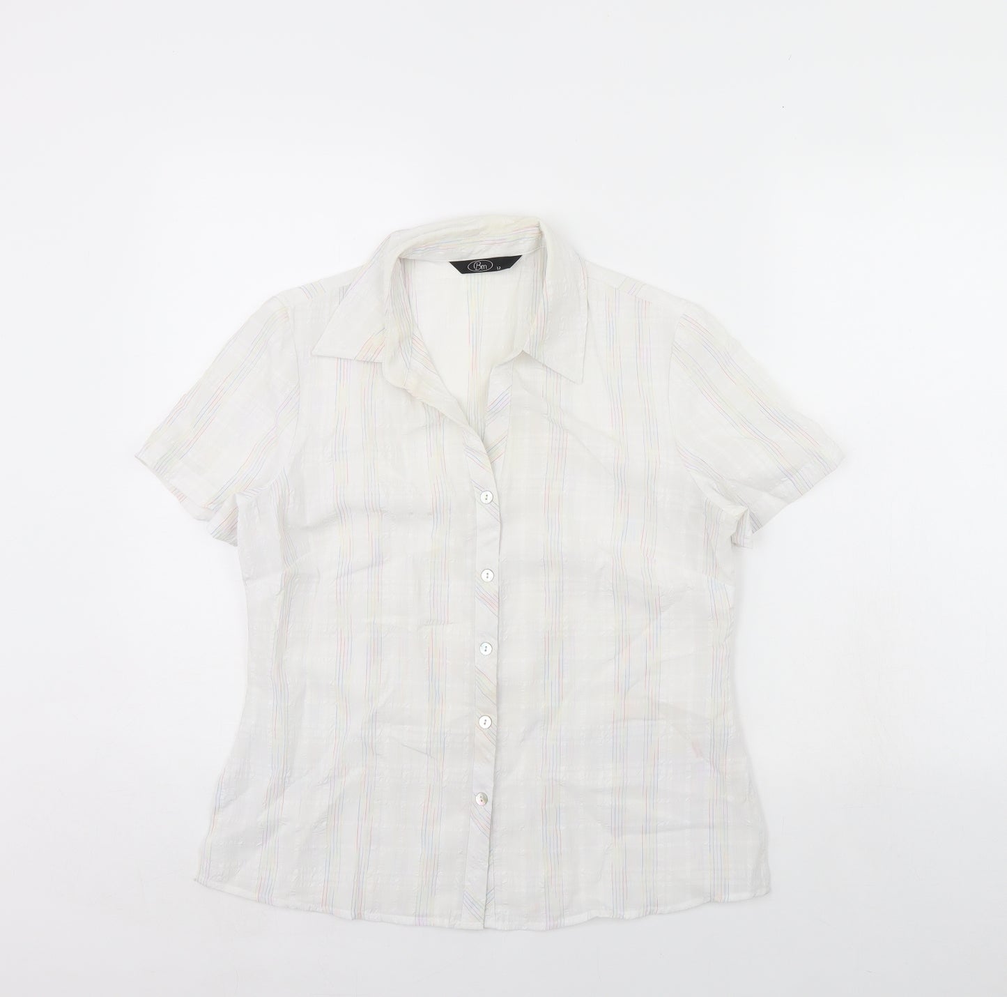BM Womens White Striped  Basic Button-Up Size 12