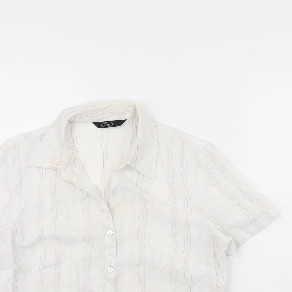 BM Womens White Striped  Basic Button-Up Size 12