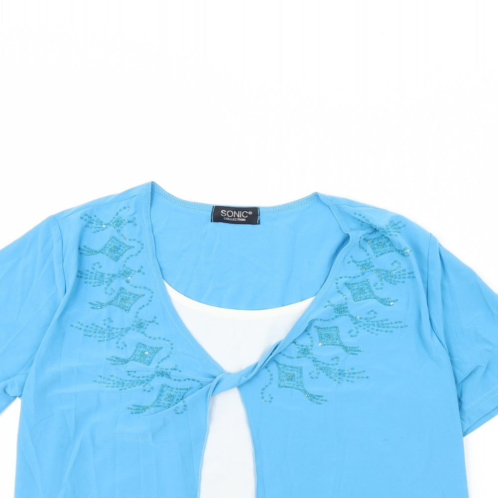 Sonic Collection Womens Blue   Basic Blouse Size 10