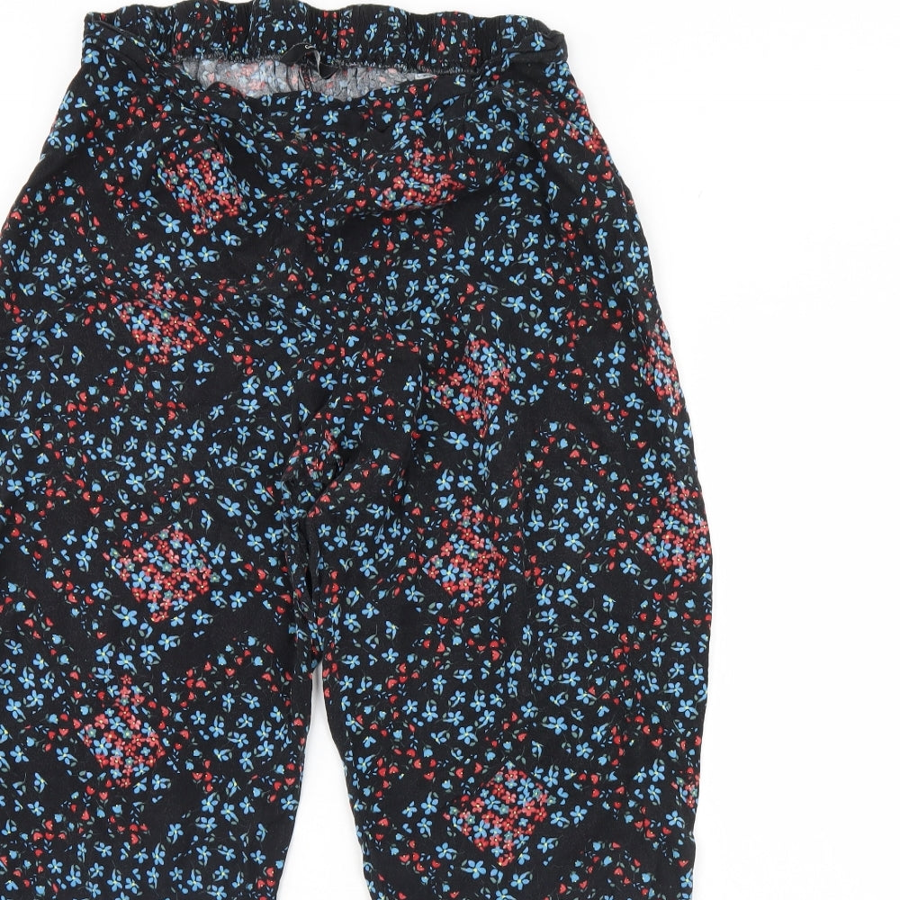 George Womens Black Floral  Trousers  Size 16 L27 in