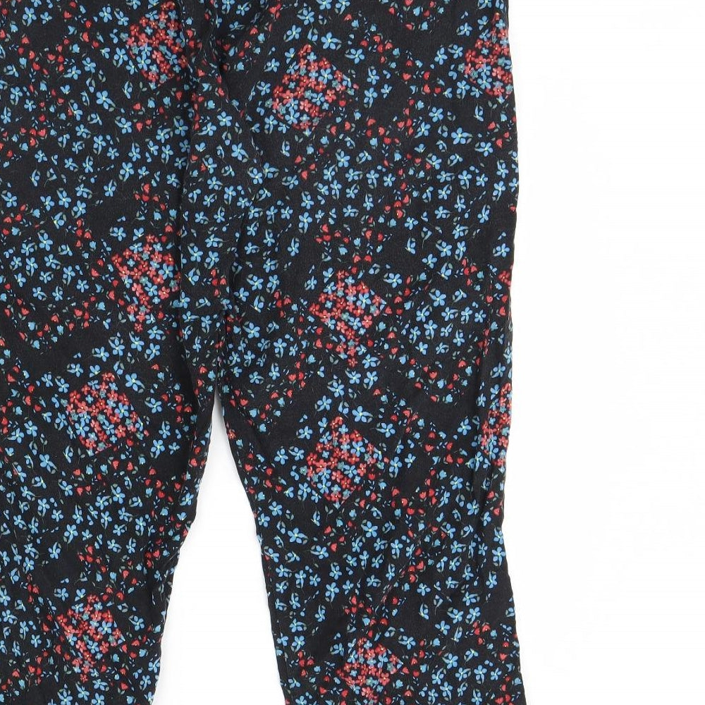 George Womens Black Floral  Trousers  Size 16 L27 in