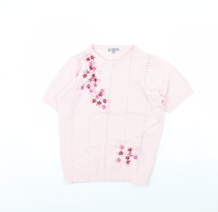Mia Moda Womens Pink Pullover Jumper Size S