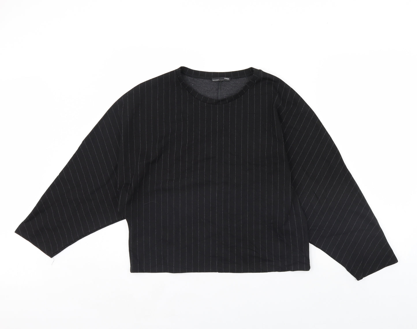 Zara Womens Black Striped  Cropped Blouse Size L