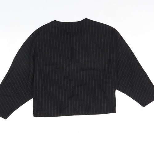 Zara Womens Black Striped  Cropped Blouse Size L