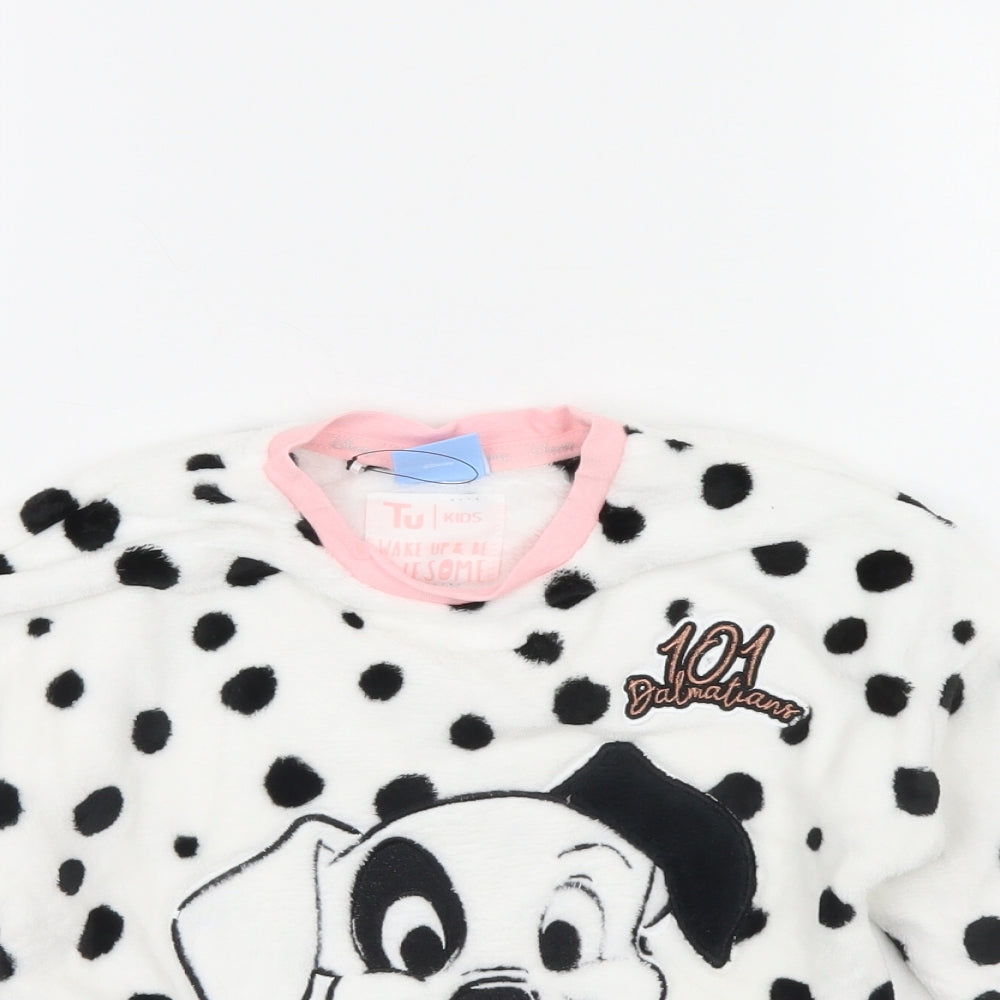 TU Girls White Polka Dot  Cami Pyjama Top Size 5 Years  - 101 Dalmations
